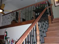 Wood Over Iron Brazilian Cherry open mill built stair & custom handrail with Iron balusters, Palo Alto, CA